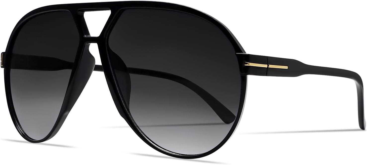 Retro Aviator Sunglasses for Women Men Oversized Classic 70s Vintage Trendy Tangle Free Square Av... | Amazon (US)