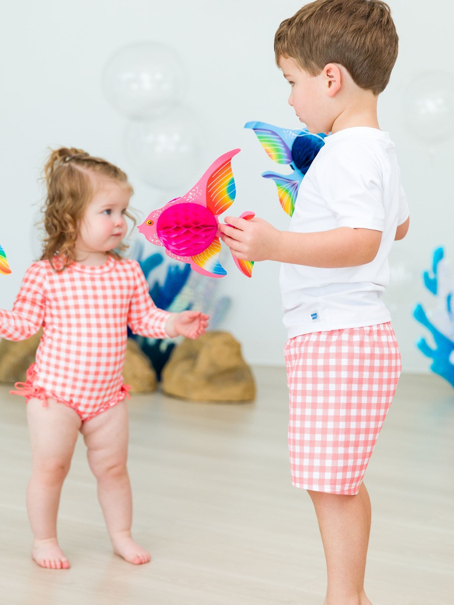Gingham Swim Trunks | RuffleButts / RuggedButts