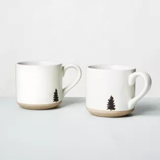 Embossed Black Tree Stoneware Mug White - Hearth & Hand™ with Magnolia | Target