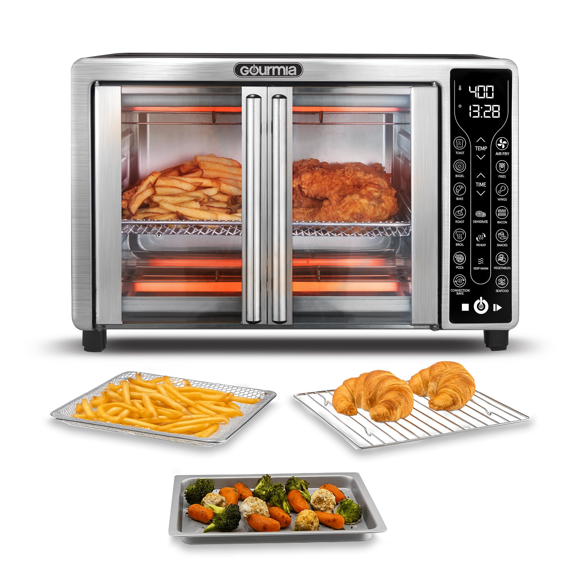 Gourmia French Door Air Fryer – 25 Qt Large Capacity Convection Oven, Fryfroce 360°, Digital D... | Amazon (US)