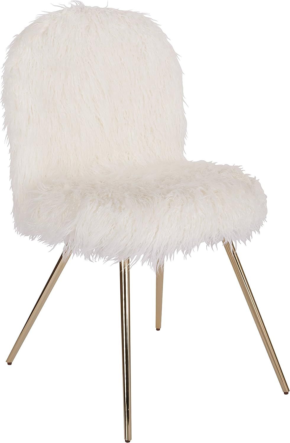 OSP Home Furnishings Julia Accent Chair, White Faux Fur and Gold Legs | Amazon (US)