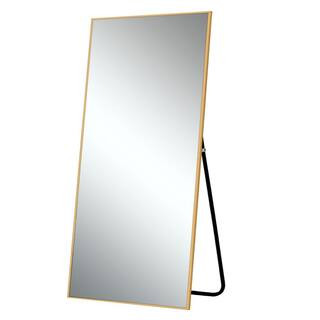 Dovelina 71 in. x 32 in. Large Modern Rectangle Aluminum Alloy Framed Gold Floor Mirror Standing ... | The Home Depot