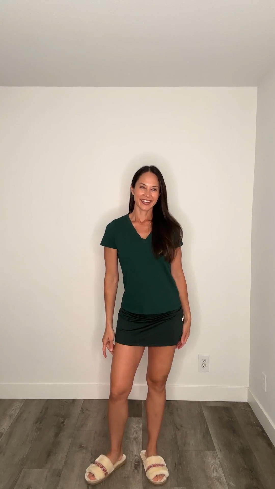 Who says you can’t be cute on a lazy Sunday? ✨
 Today’s look is all about cozy, healing vibes — perfect whether you’re lounging at home or checking off your weekend to-do list.

☀️ I’m wearing my favorite Madewell v-neck tee (size S) paired with this dark green Vuori skirt with built-in shorts — comfy enough for being active but cute enough to wear all day. I finished it off with my cozy London slippers from Minnetonka (tagged!) plus an alternative pair that’s just as cute if you want options.

Because Sunday style should feel as good as it looks. 💚

#SundayStyle #CozySunday #WeekendOutfit #OOTDInspo #MadewellStyle #VuoriOutfit #MinnetonkaSlippers #LTKStyle #LTKUnder50 #LTKSeasonal #CasualChic #CozyVibes #AthleisureLook #EffortlessStyle

#LTKFallSale #LTKActive #LTKFindsUnder50