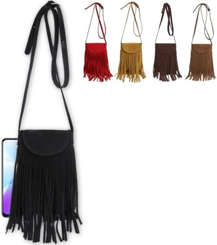 Crossbody Bag for Phone Faux Suede Tassel Style Mini Casual Shoulder Bag Small Change Purse Trave... | Amazon (US)