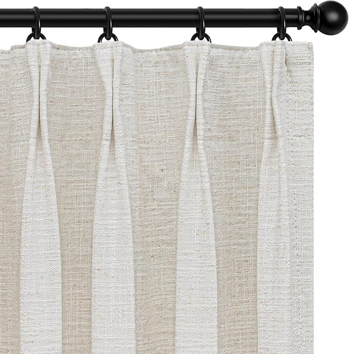 INOVADAY 100% Blackout Curtains for Bedroom, Pinch Pleated Linen Blackout Curtains 96 Inch Length... | Amazon (US)