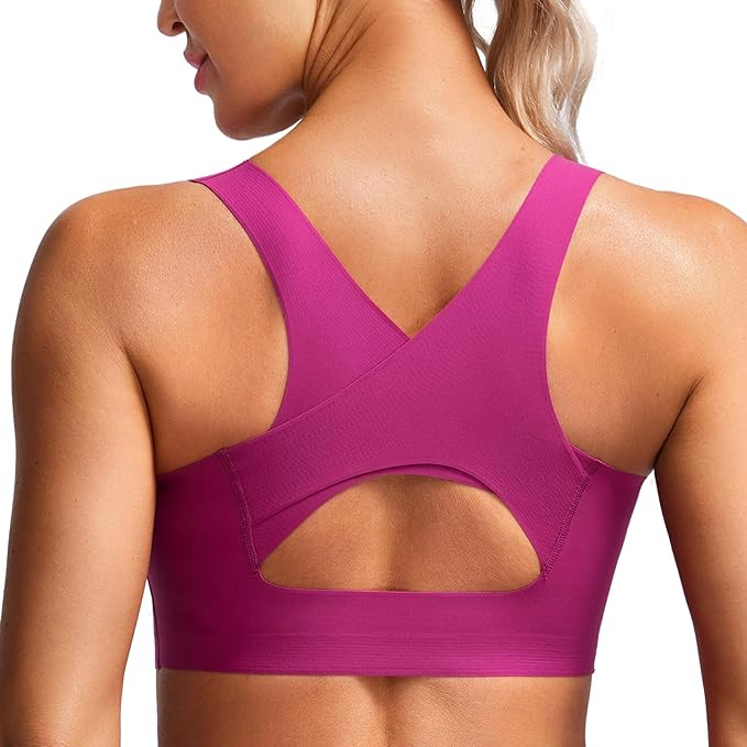 CRZ YOGA Womens Flex Sculpt Racerback Sports Bra - U Neck Medium Impact Padded Wireless Workout B... | Amazon (US)