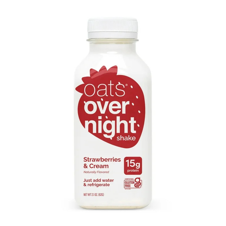 Oats Overnight Strawberries & Cream Protein Overnight Oatmeal Shake, 2.1 oz, 1 Count | Walmart (US)