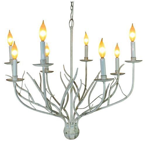 Twig 8-Light Chandelier, Antiqued White | One Kings Lane