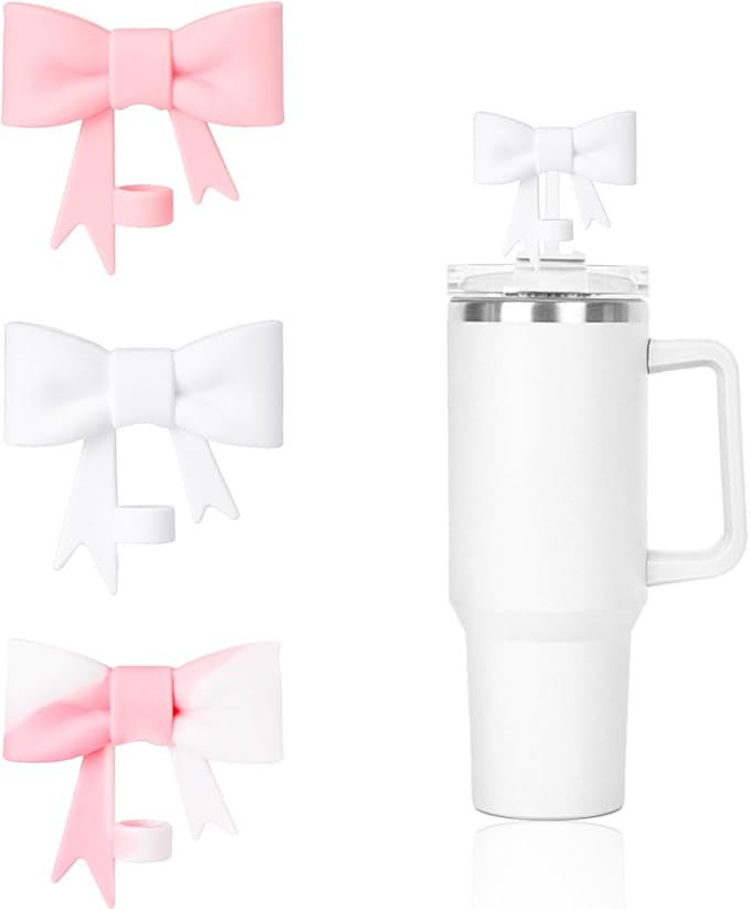 3Pcs Straw Cover for Stanley, 10mm (0.4inch) Silicone Straw Covers for Tumblers, Cute Bow Straw T... | Amazon (US)