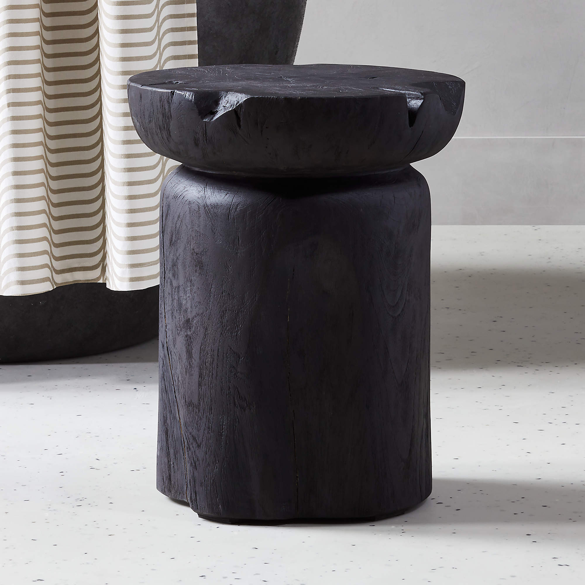 Black Teak Wood Bathroom Stool + Reviews | CB2 | CB2