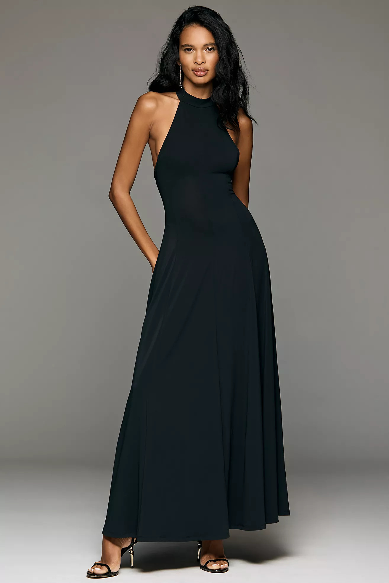 By Anthropologie Halter Open-Back A-Line Maxi Dress | Anthropologie (US)