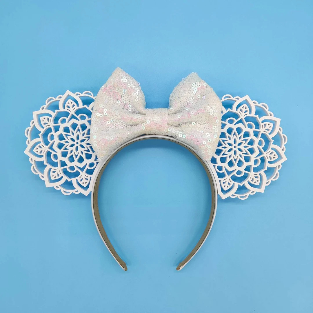 White Mandala Ears 3D Printed Ears Bridal - Etsy | Etsy (US)