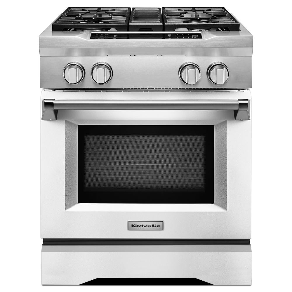 4.1 cu. ft. Dual Fuel Range with Commercial-Style Convection Oven in Imperial White | The Home Depot