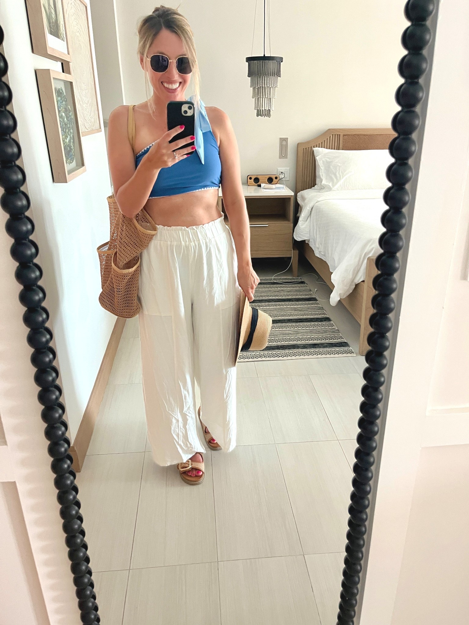 Ready for the beach! Amazon vacation outfit.🌴🌊
Medium in bathing suit 
Sized up to large in pants 
#amazon

#LTKFindsUnder50 #LTKTravel