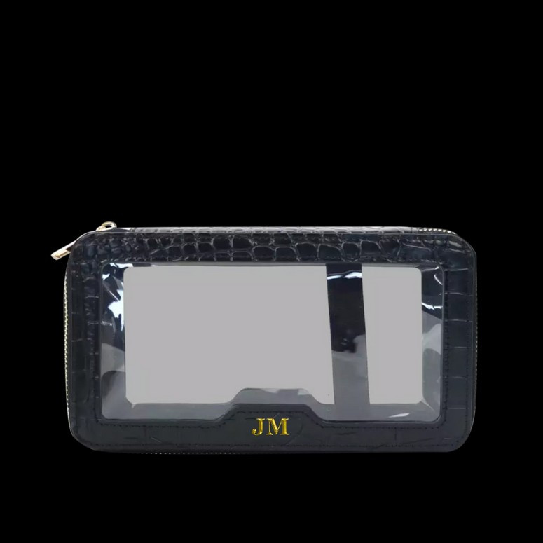 Lily & Bean Transparent Rectangular Makeup Bag Black Crocodile Effect | Lily and Bean