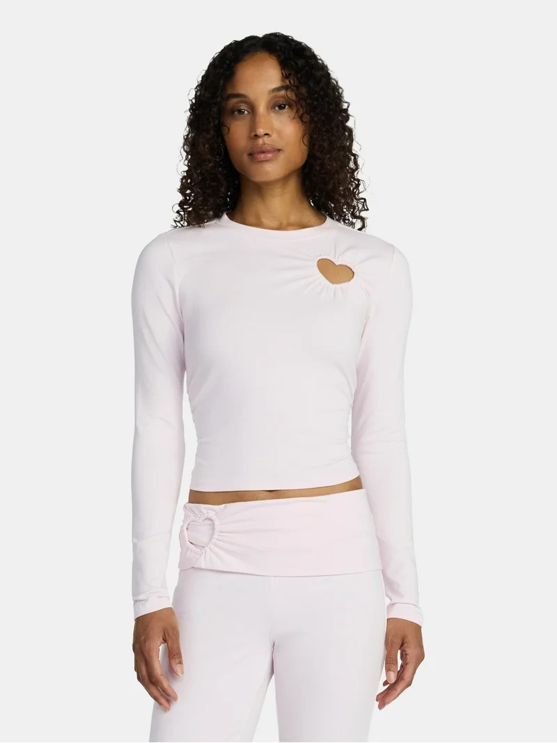 Madden NYC Women’s Heart Top with Long Sleeves, Sizes XXS-XXL | Walmart (US)