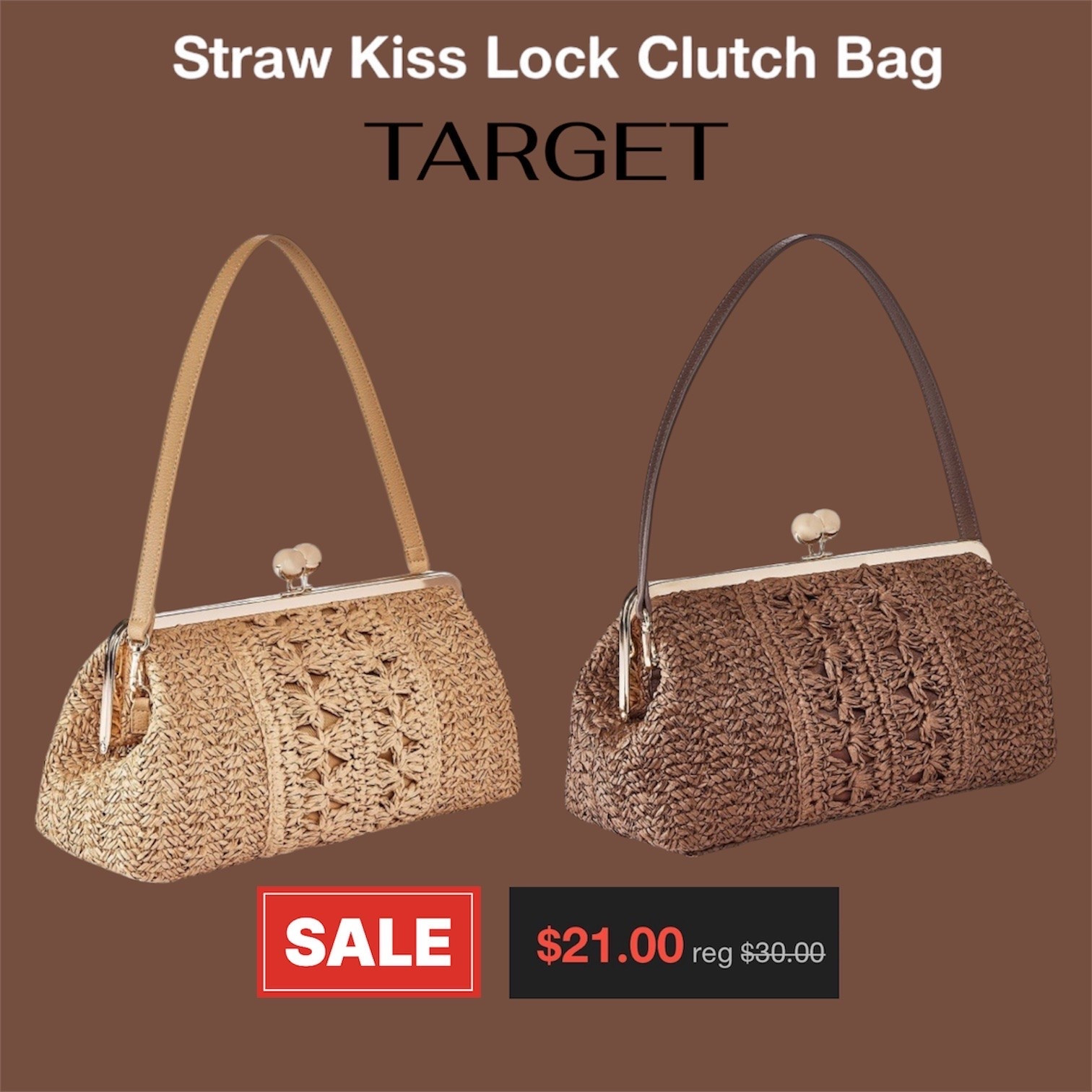 This trending straw bag from Target is on sale this weekend. 





Straw Kiss Lock Clutch Bag | A New Day straw bag

#LTKSeasonal #LTKSaleAlert #LTKmomlife