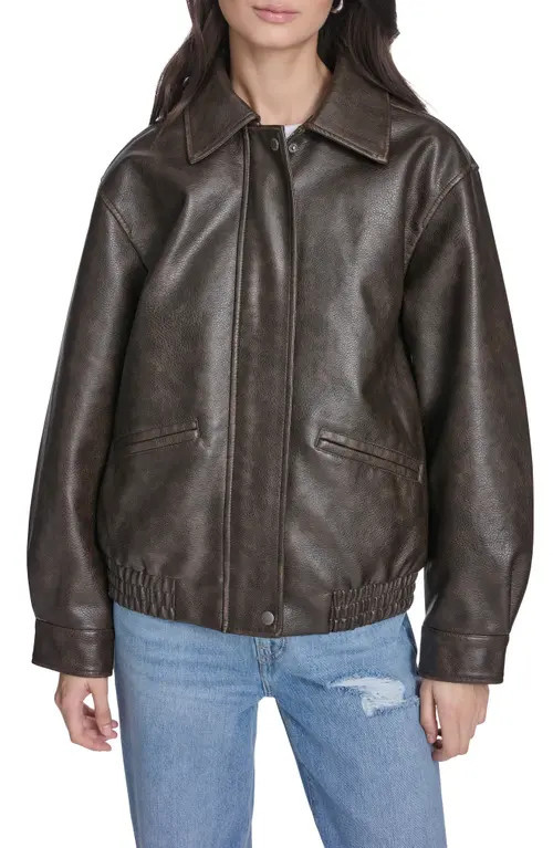 levi's Relaxed Faux Leather Bomber Jacket in Brown at Nordstrom, Size X-Small | Nordstrom