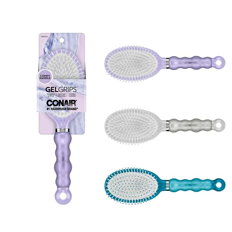 Conair Gel Grip Nylon Bristle Cushion Hairbrush with Comfy Handle, Colors Vary | Walmart (US)