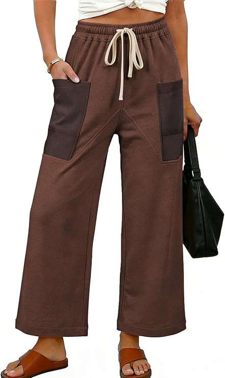 EVALESS Pants for Women Casual High Waisted Baggy Cargo Pants 2026 Summer Ankle Length Wide Leg S... | Amazon (US)