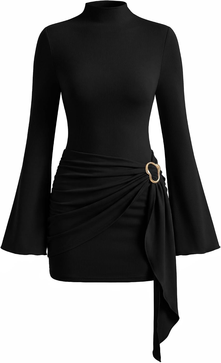 Caracilia Womens Fall Bell Long Sleeve Bodycon Mini Dresses | Amazon (US)