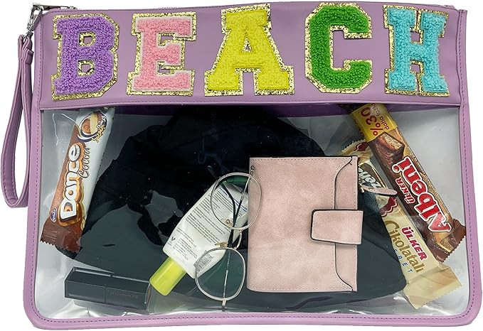 TopTTanBo Chenille Letter Clear Bag Purse Multi-purpose Transparent Waterproof Snacks Makeup Tote... | Amazon (US)