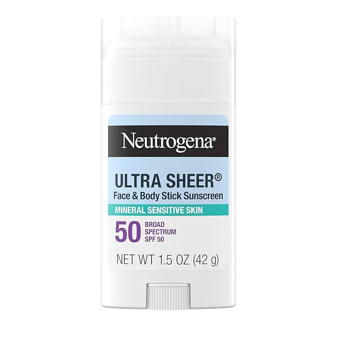 Neutrogena Ultra Sheer Dry Touch SPF 50 Mineral Sunscreen Stick for Sensitive Skin, Zinc Oxide, B... | Amazon (US)