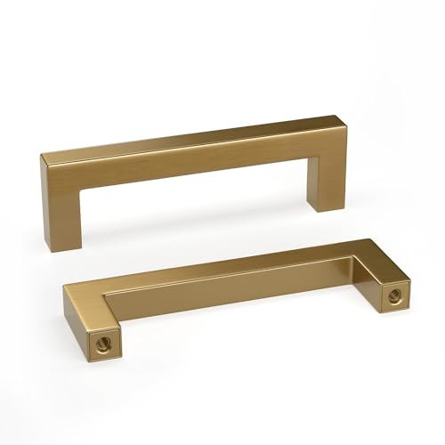 goldenwarm 10 Pack Champagne Gold Cabinet Pulls 3-1/2 Inch Gold Cabinet Handles Champagne Bronze Drawer Pulls Brushed Bronze Drawer Handles Kitchen Dresser Hardware | Amazon (US)