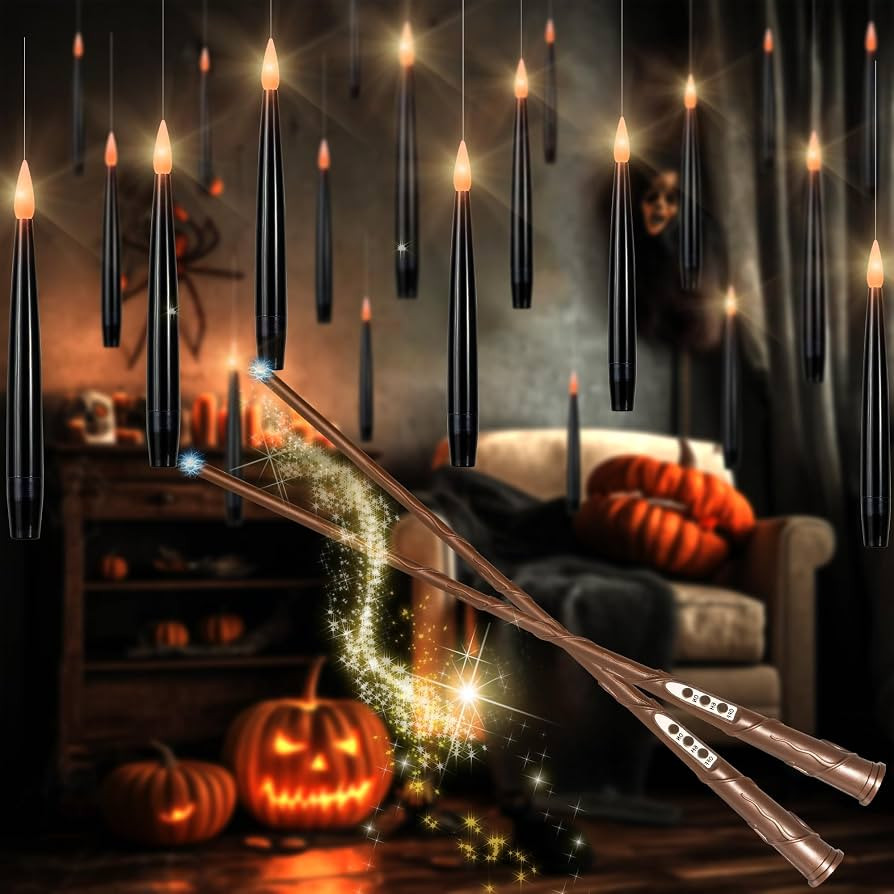 LUSHARBOR Floating Candles with Wand, Halloween Magic Flameless Candles | Amazon (US)