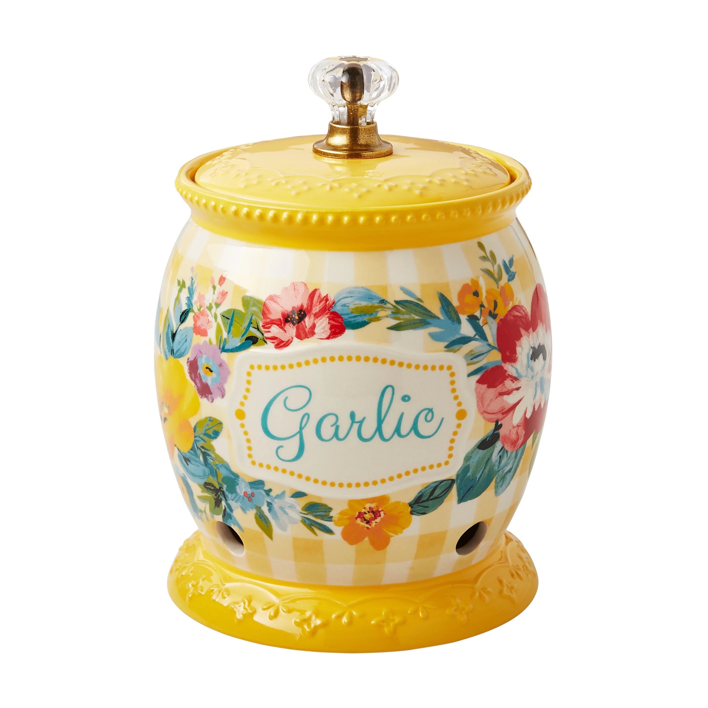 The Pioneer Woman Sweet Romance Ceramic Garlic Keeper with Lid | Walmart (US)