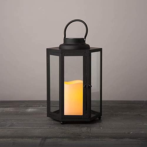 Large Outdoor Lantern for Patio - 14 Inch, Black Metal & Glass, Waterproof Pillar Candle, Dusk to Da | Amazon (US)