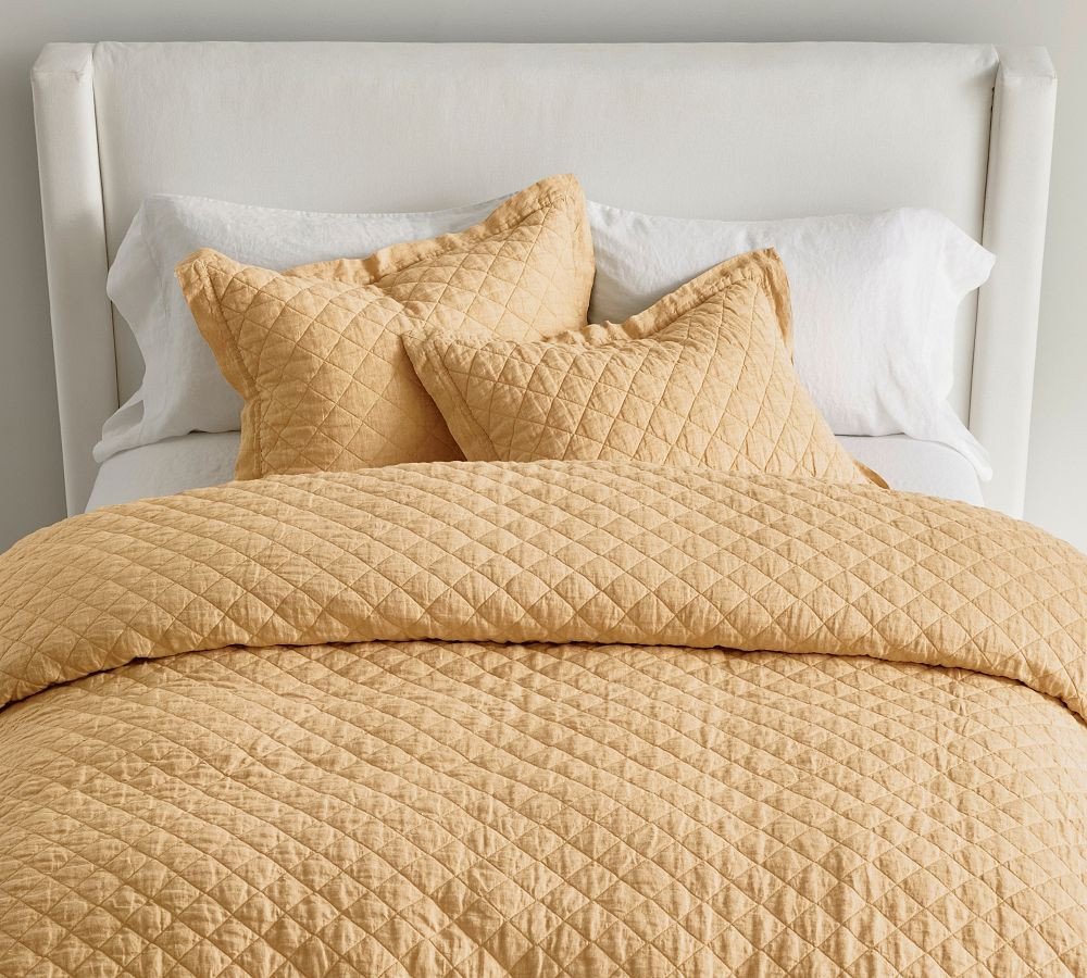 Belgian Flax Linen Diamond Quilt | Pottery Barn (US)