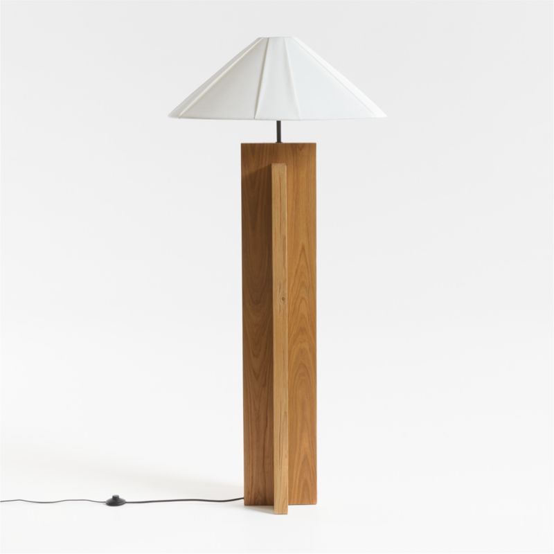 Il Solido Crossbase Oak Wood Floor Lamp with White Shade by Athena Calderone | Crate & Barrel | Crate & Barrel