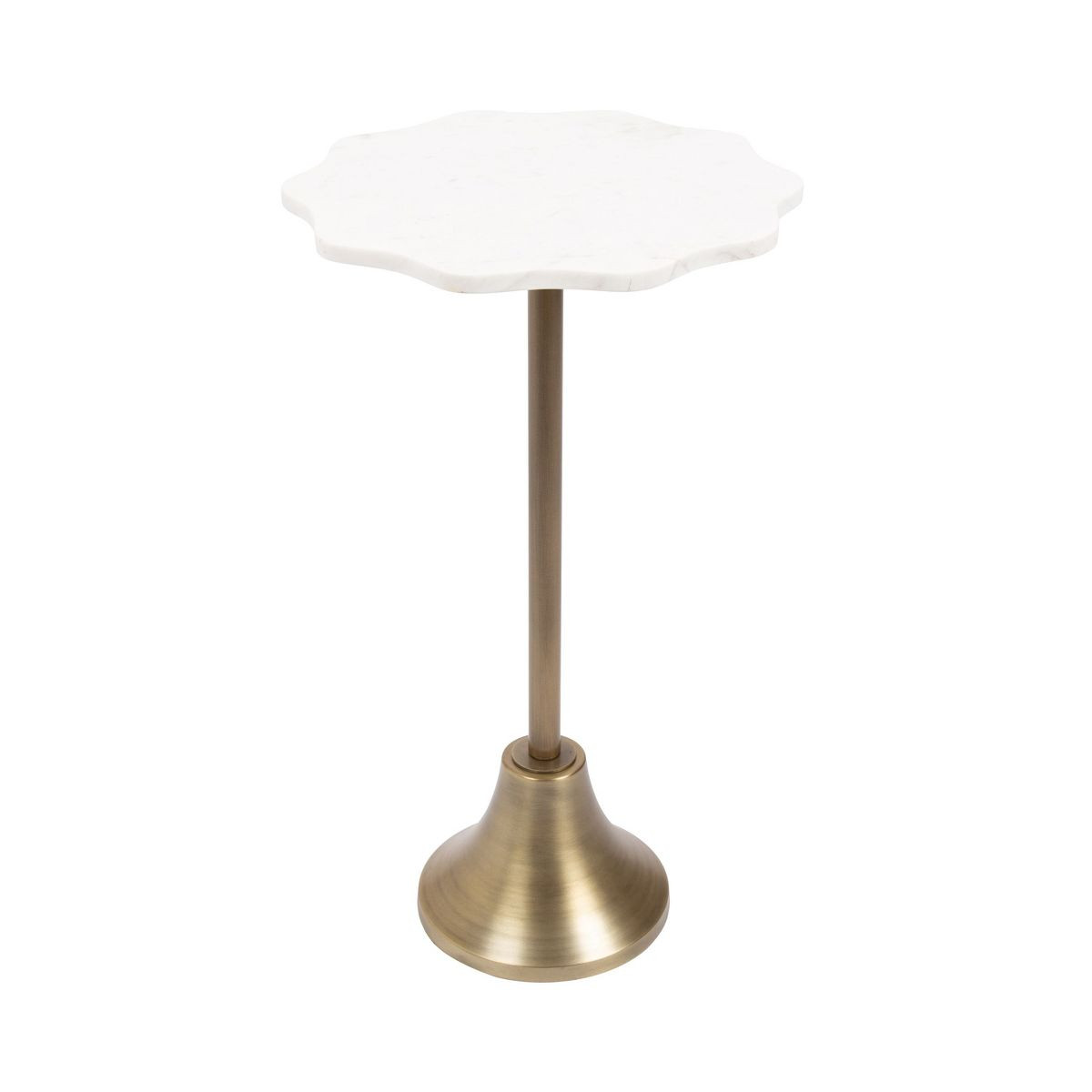 Kate and Laurel Sanzo Scalloped Marble and Metal Table, 14x14x24, Gold | Target