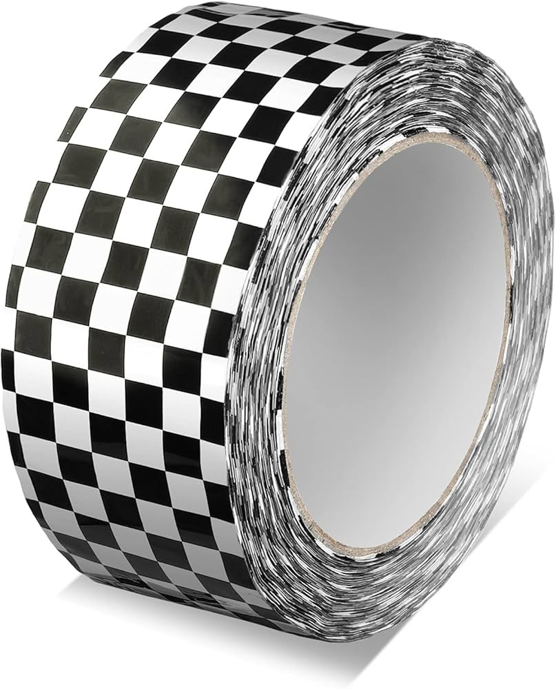 MTLEE Checkered Flag Tape Checkered Packing Tape Race Car Tape Printed Tape 1.88 Inches 100 Yards... | Amazon (US)