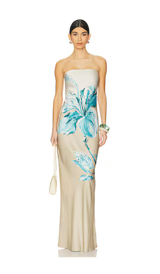 Strapless Maxi Dress in Beige Blue | Revolve Clothing (Global)