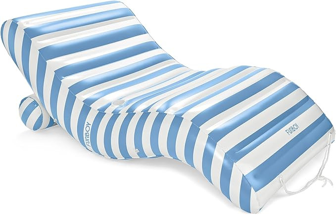 FUNBOY Giant Inflatable Luxury Blue & White Cabana Striped Chaise Lounger, Chair Pool Float for A... | Amazon (US)