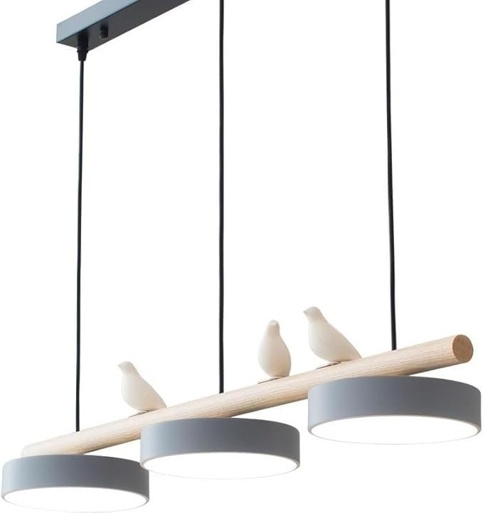 3-Lights Modern LED Linear Pendant Light, E27 Dining Room Table Dimmable Long Strip Chandelier, N... | Amazon (US)