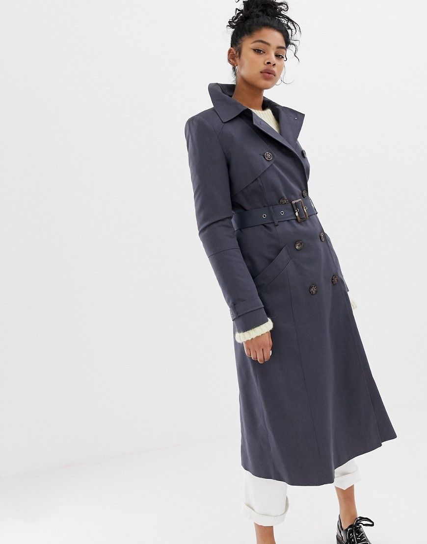 ASOS DESIGN longline classic trench coat - Gray | ASOS US