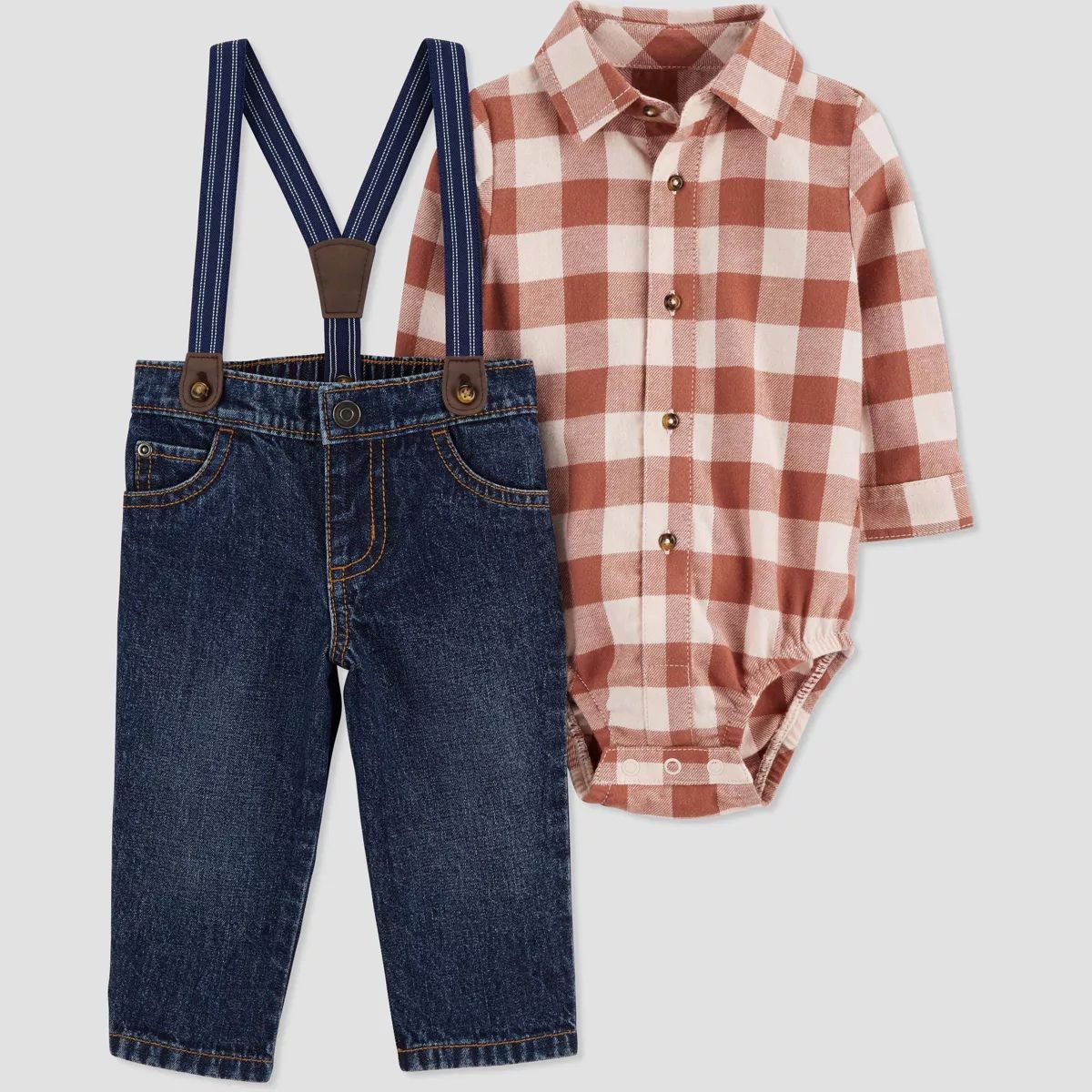 Carter's Just One You®️ Baby Boys' Plaid Top & Bottom Set - Brown | Target