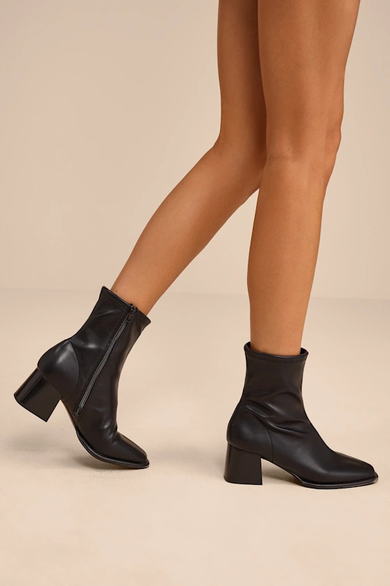 Pammy Black Vegan Leather Ankle Boots | Lulus