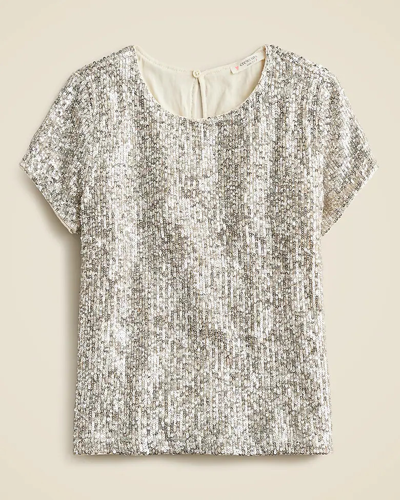 Girls' short-sleeve sequin top | J. Crew US