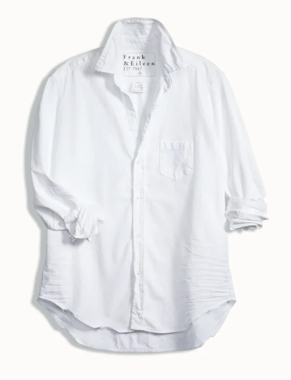 EILEEN RELAXED BUTTON-UP SHIRT WHITE TATTERED WASH DENIM / XS | FEBE Clothing