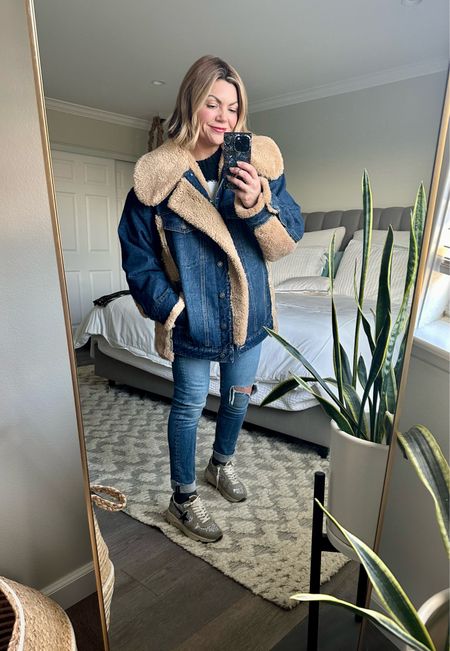 This oversized jacket has been my absolute favorite purchase! Denim and sherpa mixed to it to another level and it’s so warm. Perfect for a chili night or a snow trip 

#LTKover40 #LTKGiftGuide #LTKU