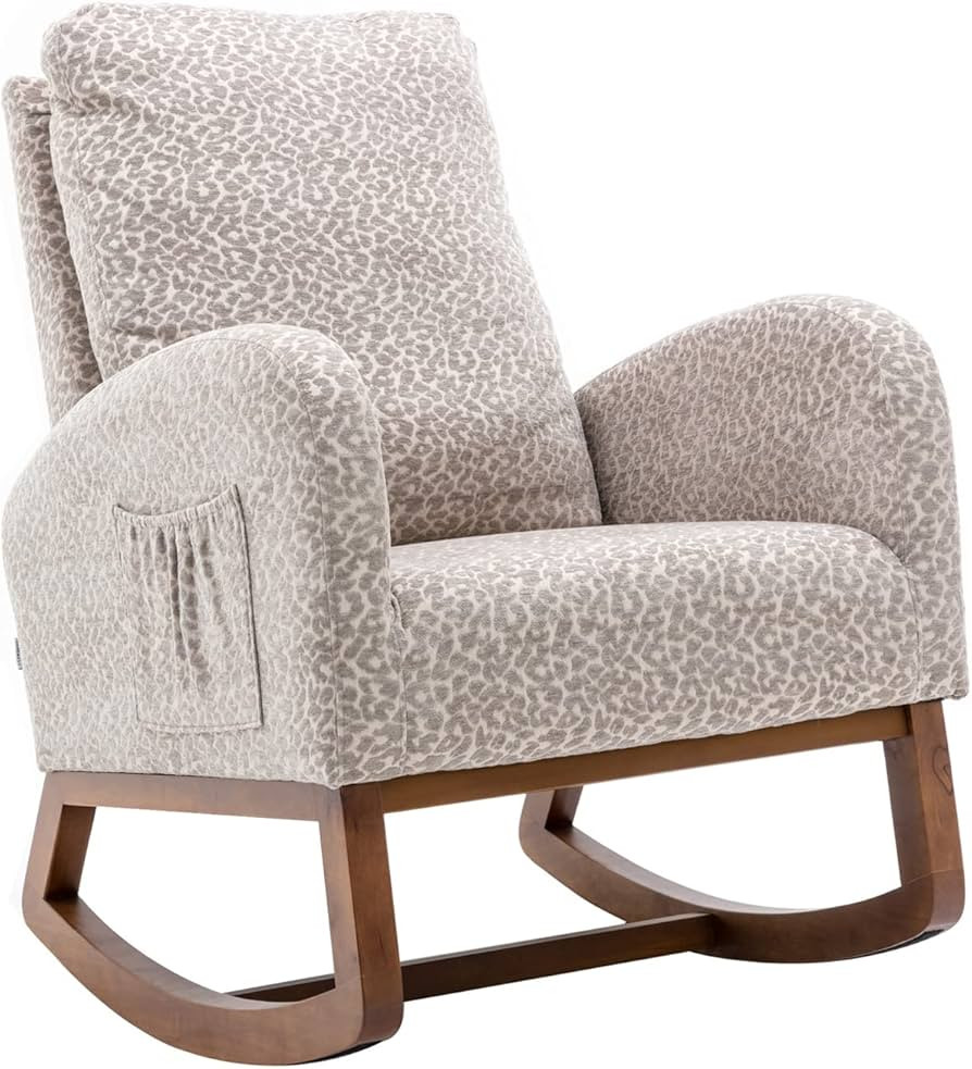 Dolonm Rocking Chair Mid-Century Modern Nursery Rocking Armchair Upholstered Tall Back Accent Gli... | Amazon (US)