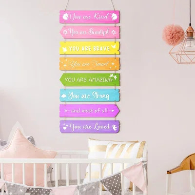Inspirational Room Decor Aesthetic Art Wall Hanging Sign Inspiring Colorful Rainbow Wooden Decoration For Kids Teens Toddler Baby Bedroom Nursery Dorm | Wayfair North America