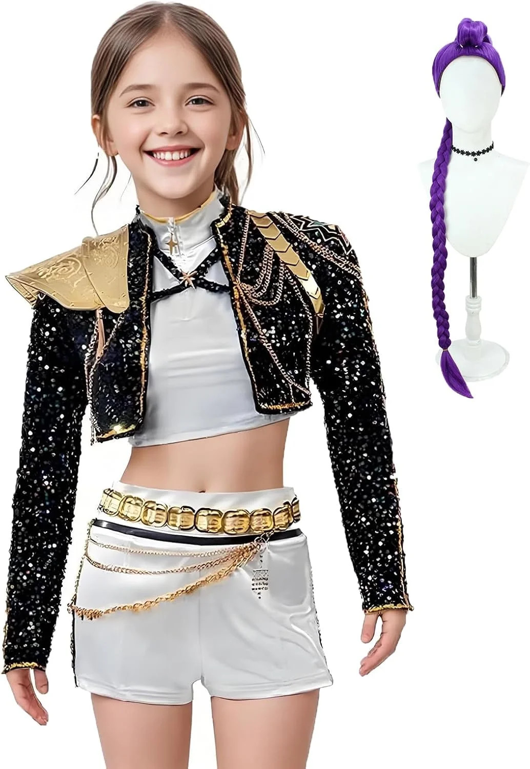 Kpop Demon Hunters Costume Cosplay for Girls Rumi/Zoey/Mira Costume Halloween Black Performance U... | Walmart (US)