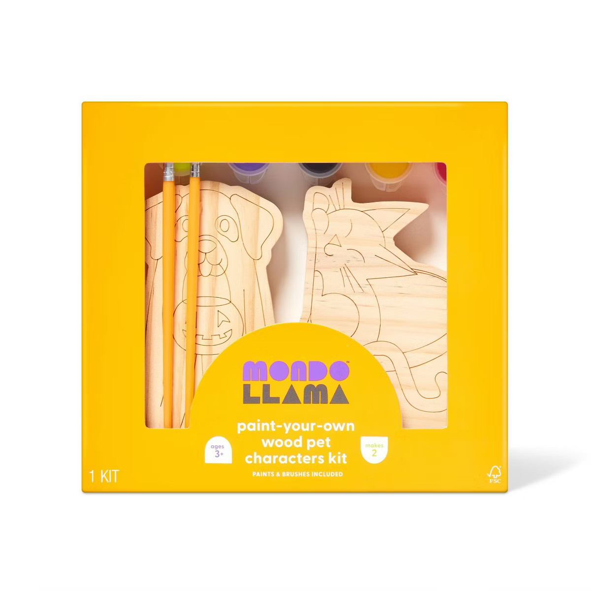 2ct Halloween Craft Wood Dog and Cat Painting Kit - Mondo Llama™ | Target