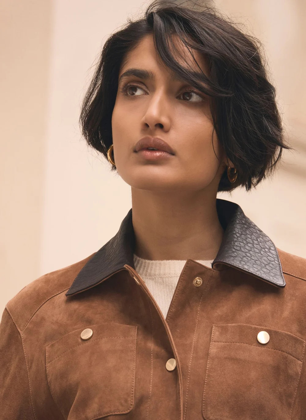 Tan Suede Barn Jacket | Mint Velvet