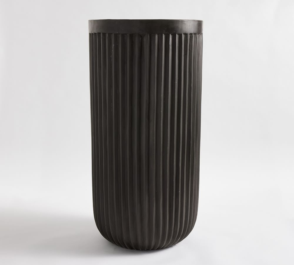 Concrete Fluted Planters - Black | Pottery Barn (US)